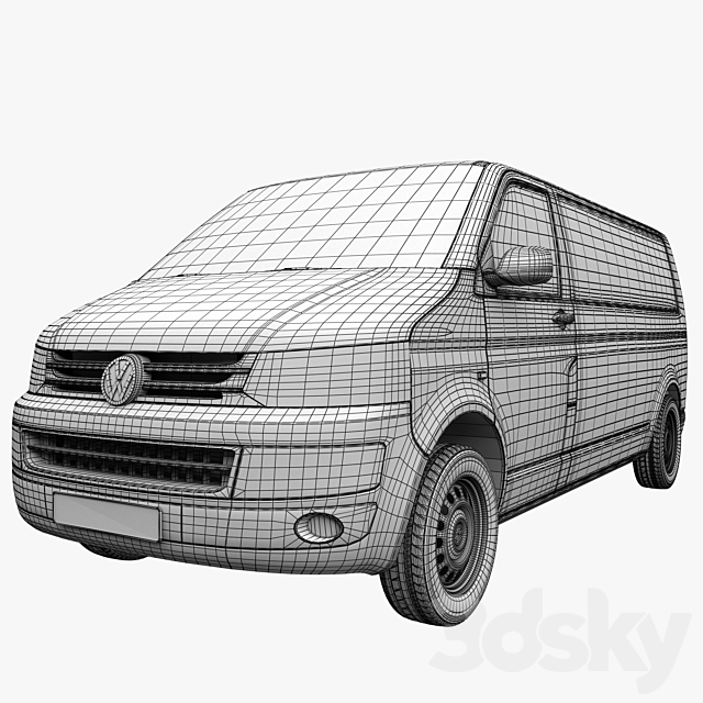 VW Transpoter T5 Cargo LBW 3DS Max Model - thumbnail 4