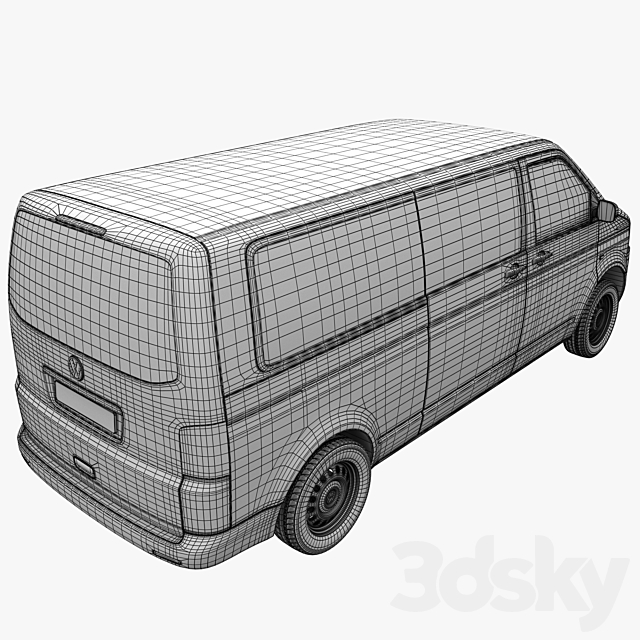 VW Transpoter T5 Cargo LBW 3DS Max Model - thumbnail 5