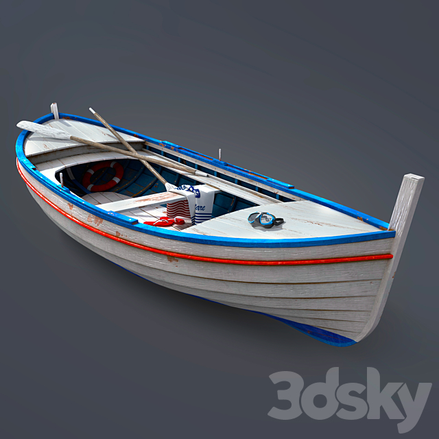 Wooden boat 3ds Max - thumbnail 1