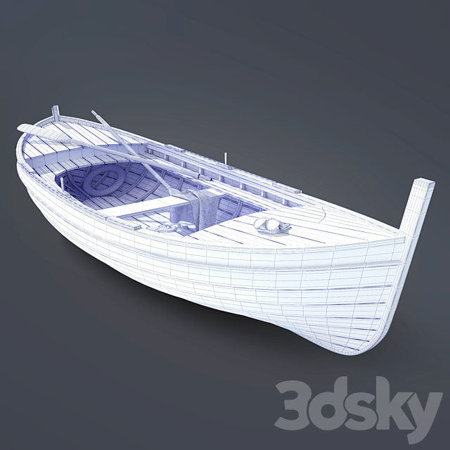 Wooden boat 3ds Max - thumbnail 3