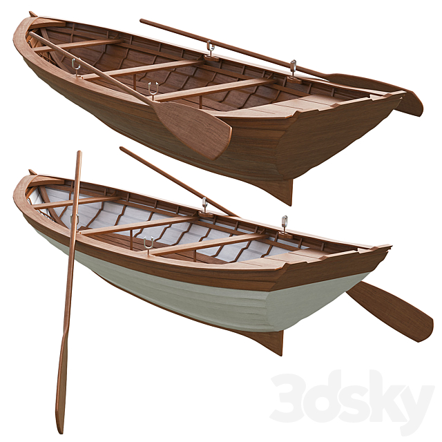 Wooden Boat 3DS Max Model - thumbnail 2