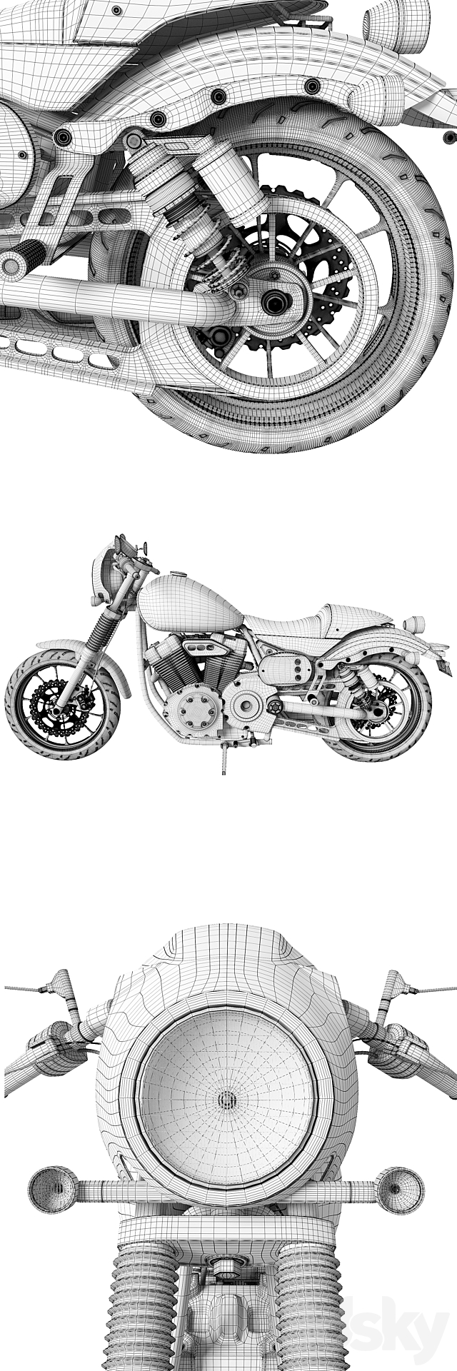 Yamaha XV950 Racer 3DSMax File - thumbnail 3