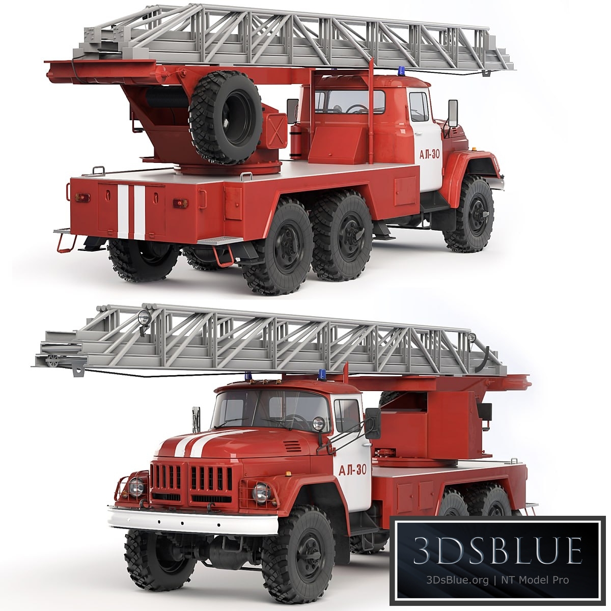 ZiL 131 AL-30 fire truck 1988 3DS Max - thumbnail 3