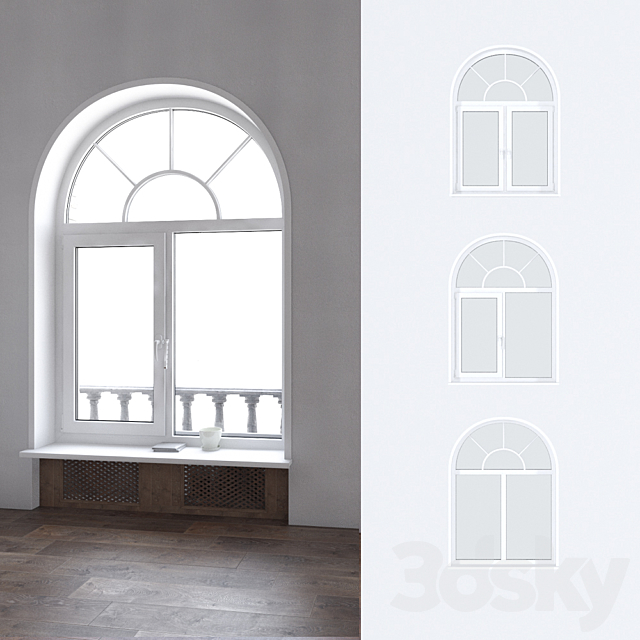 A set of arched plastic windows 18 3DS Max Model - thumbnail 2