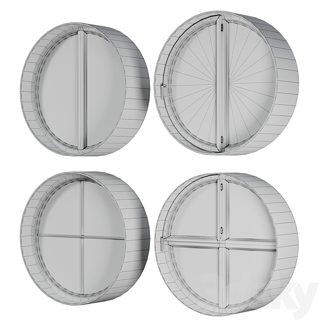 A set of round and circle and arched windows 01 3DS Max Model - thumbnail 7