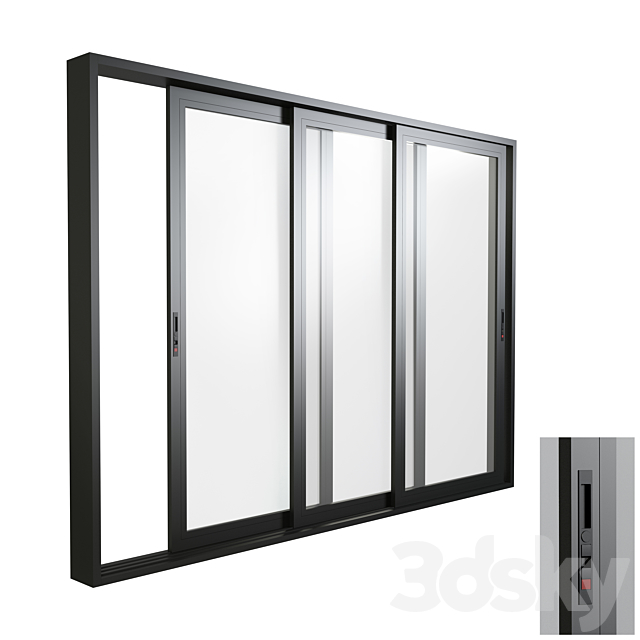 Aluminum Sliding Triple Door & Window 3ds Max - thumbnail 1