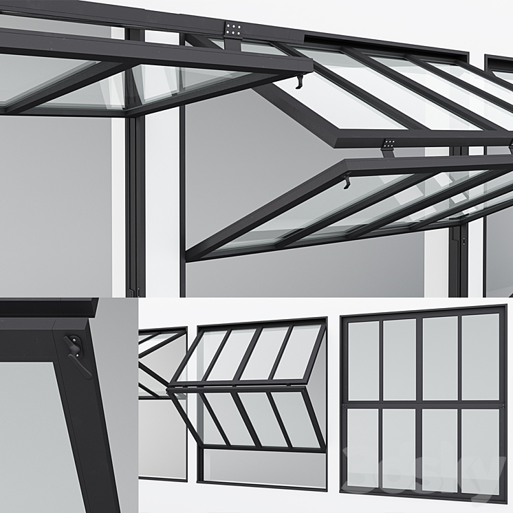 Aluminum window 11 3DS Max Model - thumbnail 2