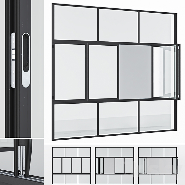 Aluminum window 16 3DS Max - thumbnail 1