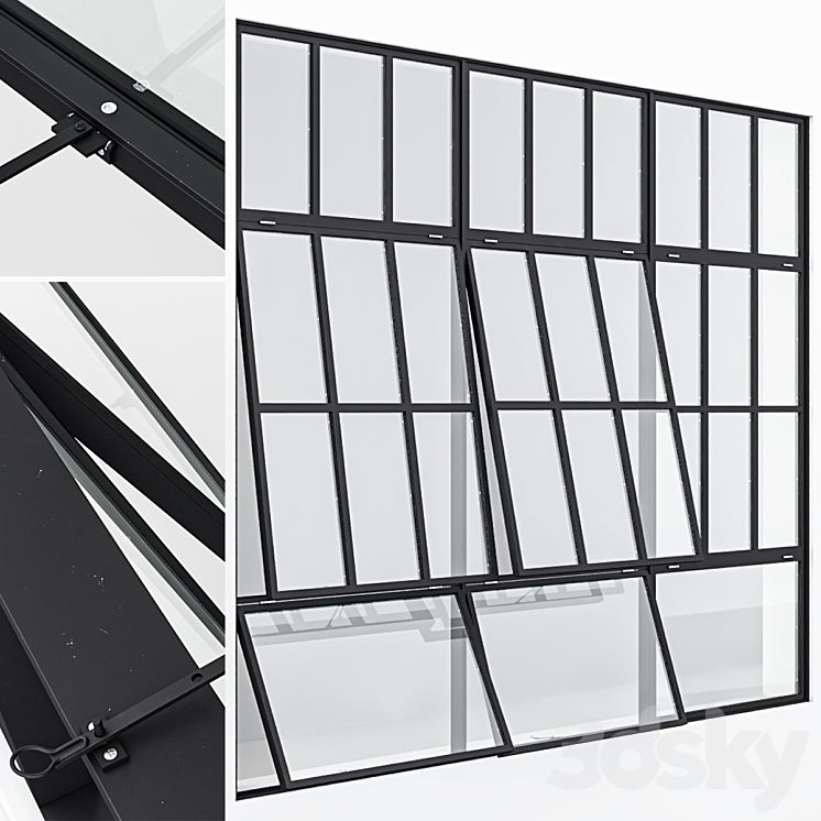 Aluminum window 17 3DS Max Model - thumbnail 1