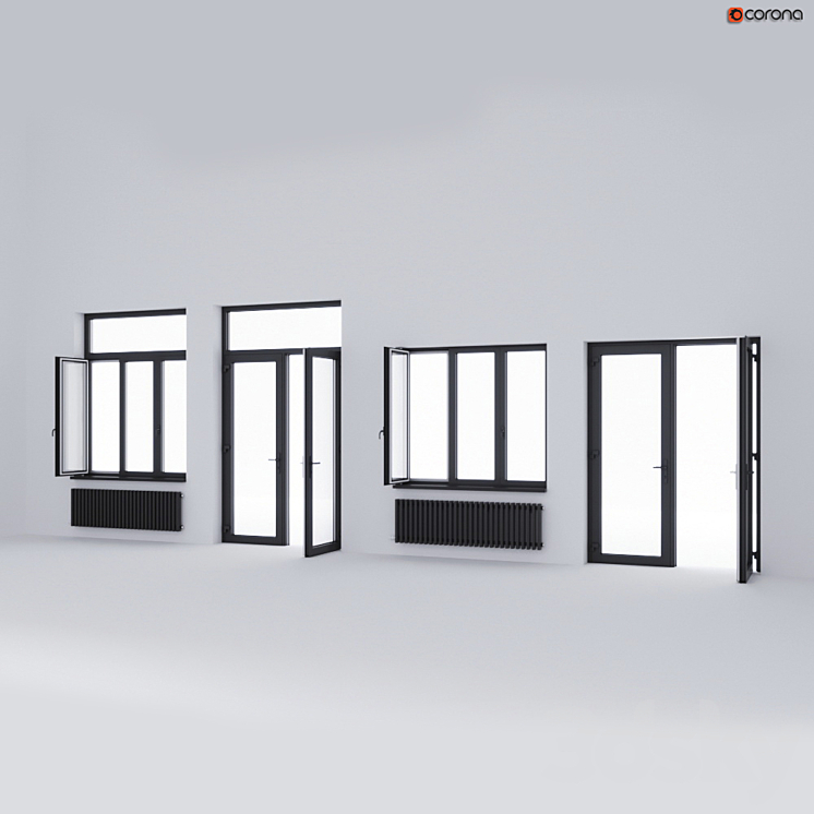 Aluminum window and balcony door ALUMIL 3DS Max - thumbnail 2