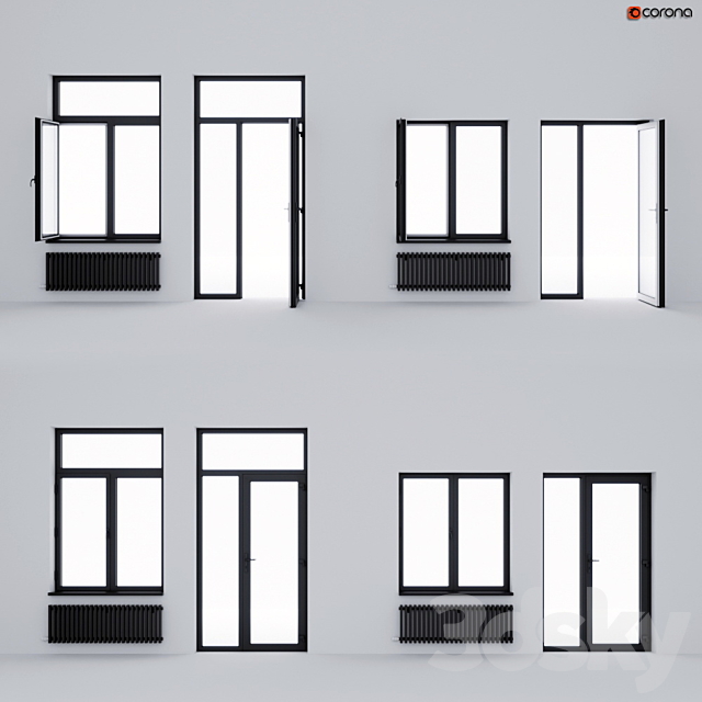 Aluminum window and balcony door ALUMIL 3DSMax File - thumbnail 1