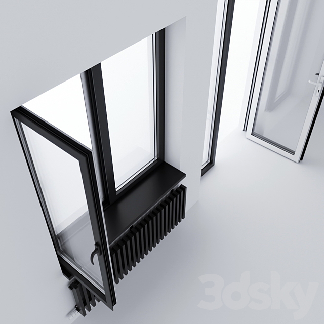 Aluminum window and balcony door ALUMIL 3DSMax File - thumbnail 3