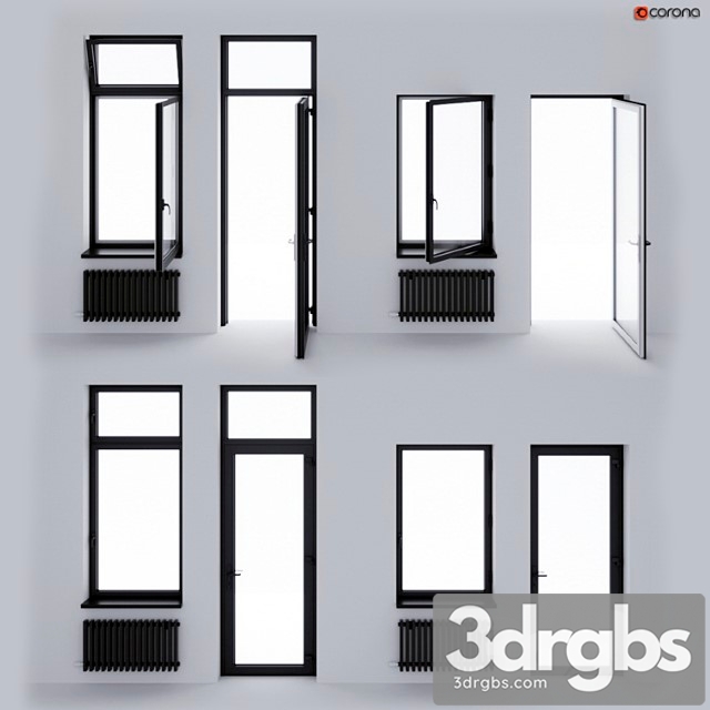 Aluminum window and balcony door alumil_222 3dsmax Download - thumbnail 1