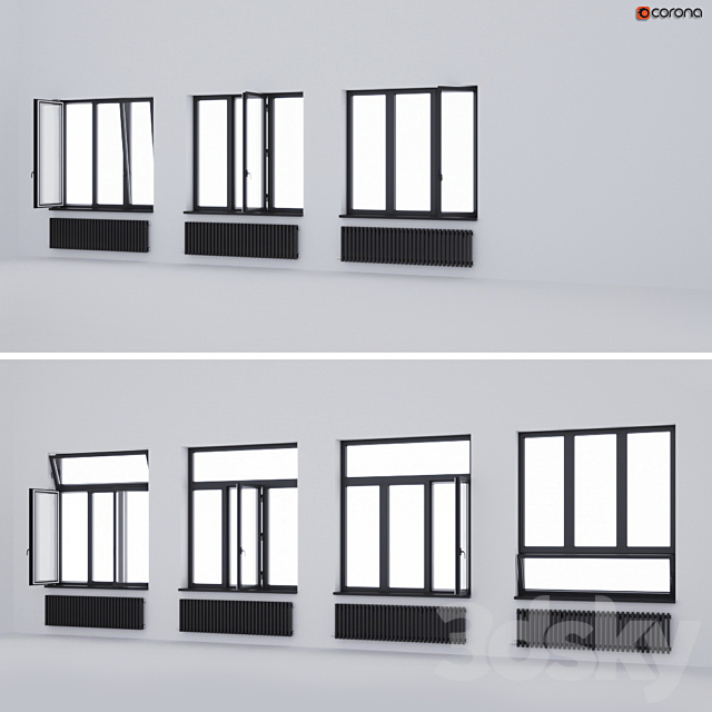 Aluminum windows ALUMIL 3DS Max Model - thumbnail 2