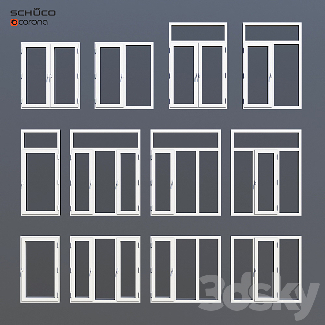 Aluminum windows Schuco 3DS Max Model - thumbnail 2