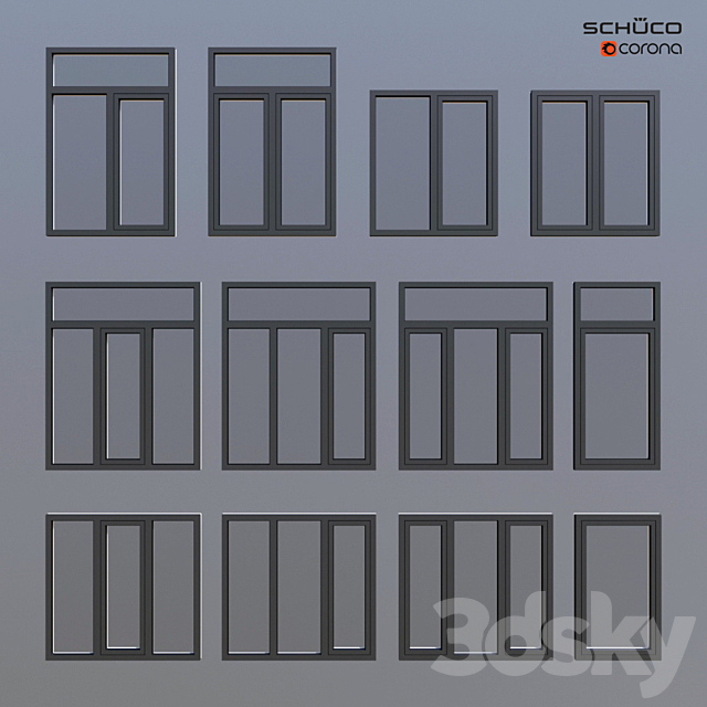 Aluminum windows Schuco 3DS Max Model - thumbnail 3