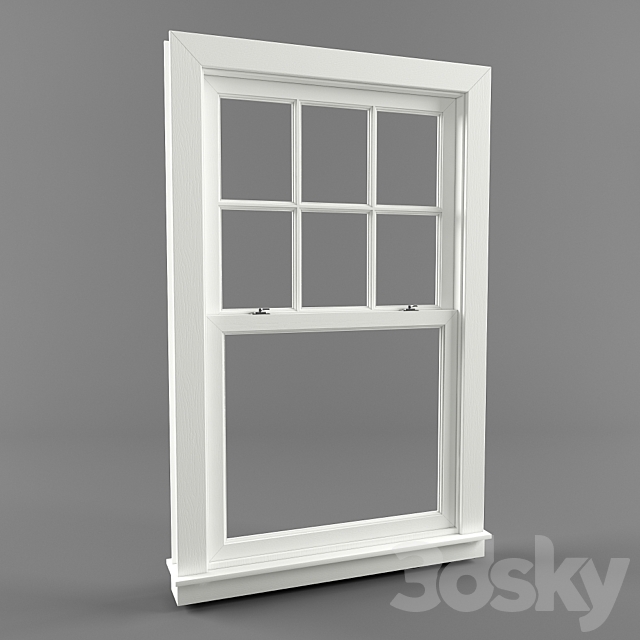 American window – Double Hung Window 3DS Max Model - thumbnail 1