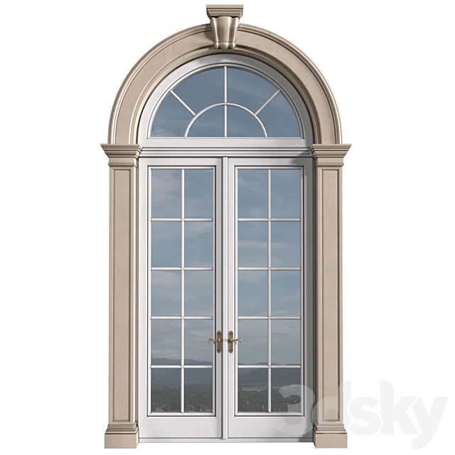 Arc Classical frame window.Entrance to the house.Front Door.Arched Opening.Outdoor Entrance classic door.External Doors. Exterior Door.Street Doors 3DS Max Model - thumbnail 2