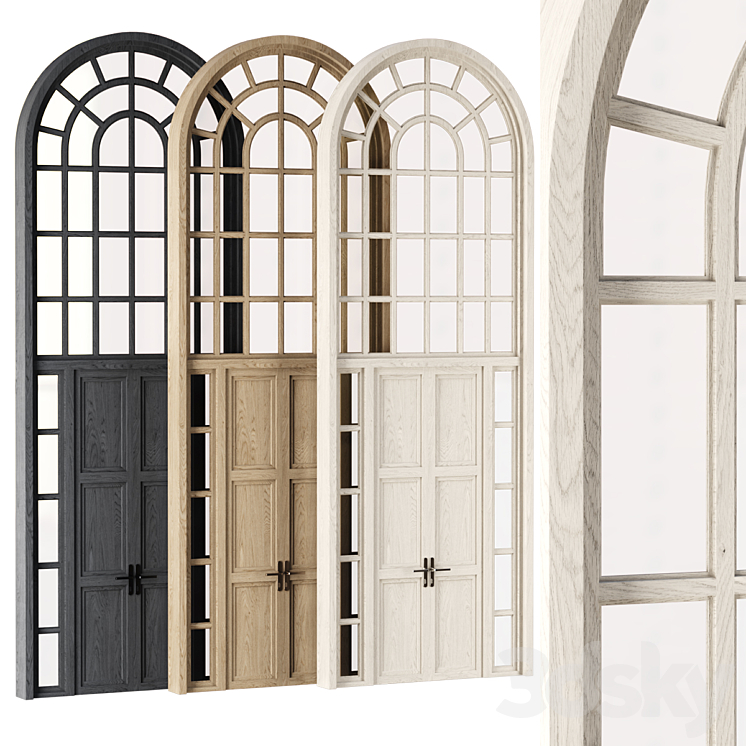 Arch Window with entrance door 3DS Max Model - thumbnail 1