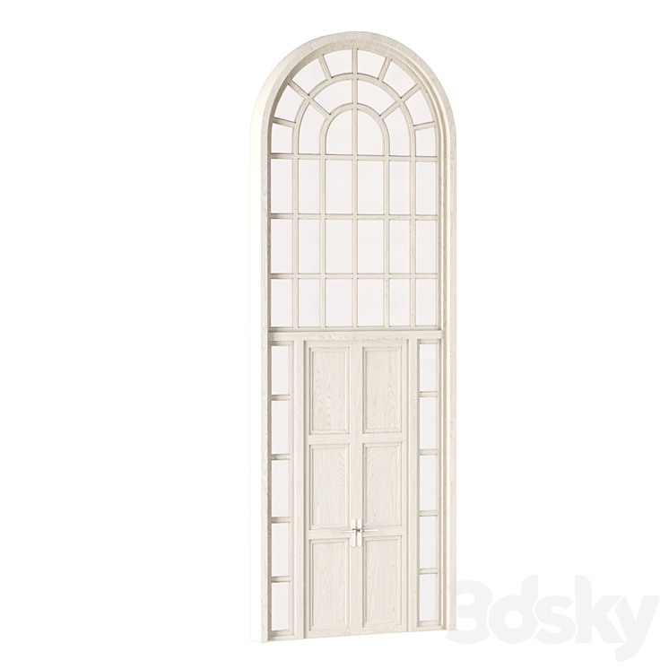 Arch Window with entrance door 3DS Max Model - thumbnail 2