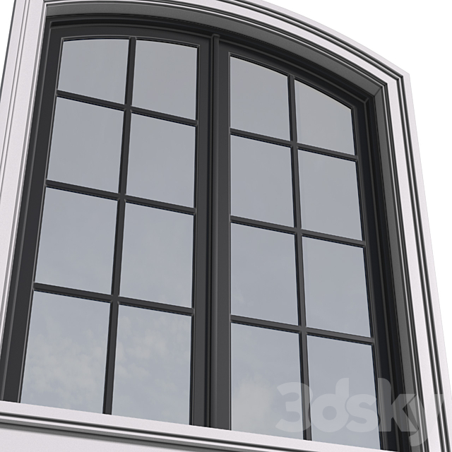 Arched aluminum facade window in a modern style.Exterior Street  Window . 3ds Max - thumbnail 2