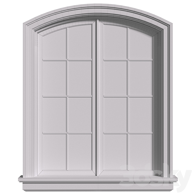 Arched aluminum facade window in a modern style.Exterior Street  Window . 3ds Max - thumbnail 3