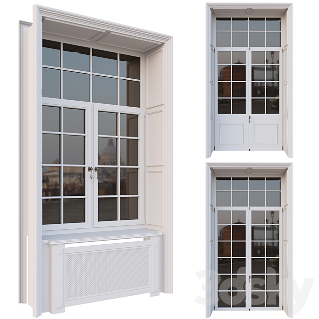 AVE Classic French Windows 3DS Max Model - thumbnail 1