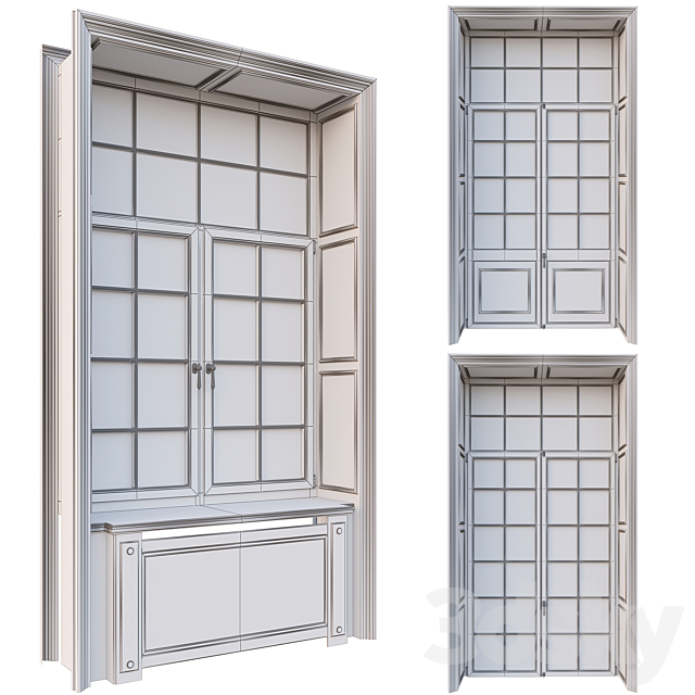 AVE Classic French Windows 3DS Max Model - thumbnail 3