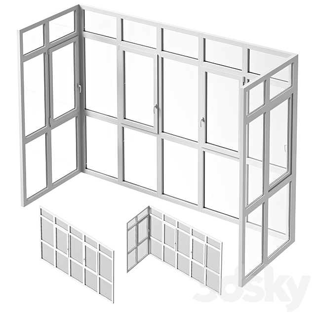 Balcony panoramic glazing 3ds Max - thumbnail 1