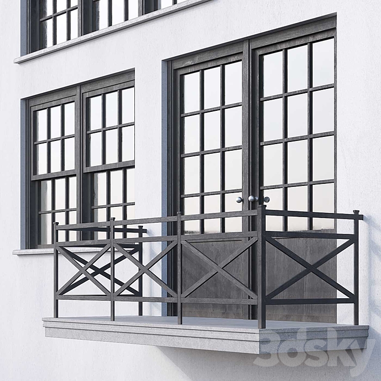 Black loft windows 3DS Max - thumbnail 2