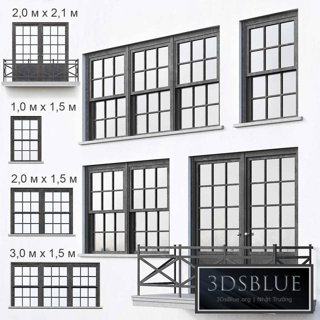 Black loft windows 3DS Max - thumbnail 3