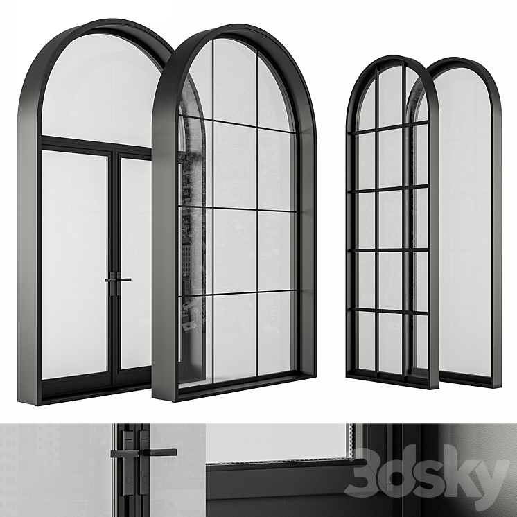 Black Modern Arched Window – Windows Set 07 3DS Max Model - thumbnail 1