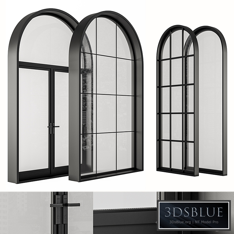 Black Modern Arched Window – Windows Set 07 3DS Max - thumbnail 3