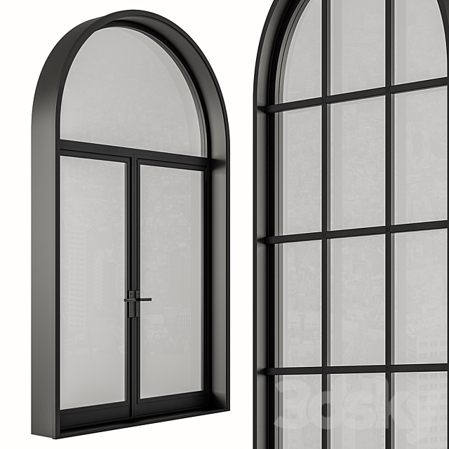 Black Modern Arched Window – Windows Set 07 3DS Max Model - thumbnail 3