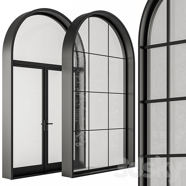 Black Modern Arched Window – Windows Set 07 3DS Max Model - thumbnail 5