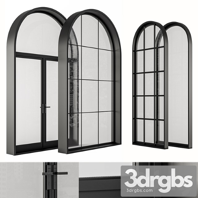 Black modern arched window – windows set 07 - thumbnail 1