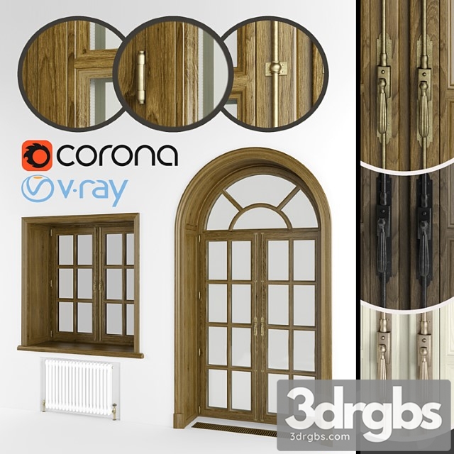 Classic eurowindows and arched door 3 colors 3dsmax Download - thumbnail 1