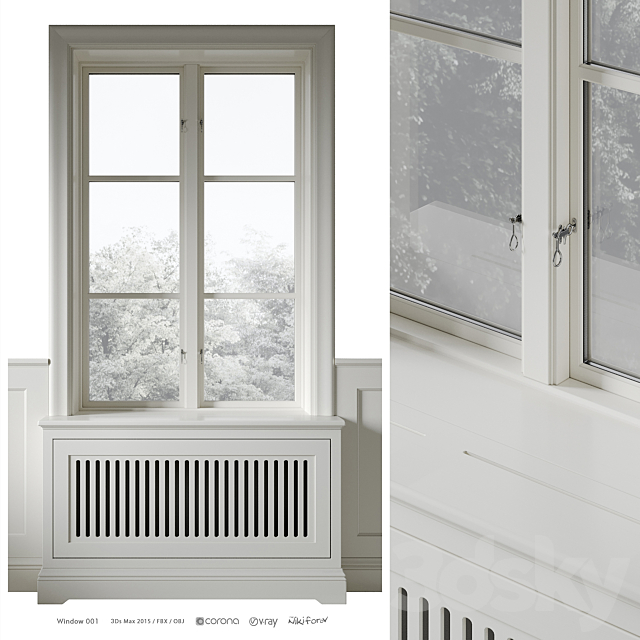 Classic window with radiator screen 001 3ds Max - thumbnail 1