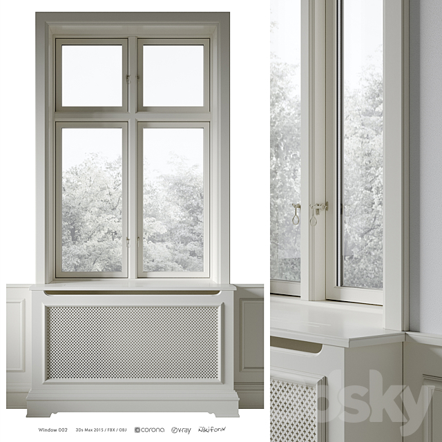 Classic window with radiator screen 002 3ds Max - thumbnail 1