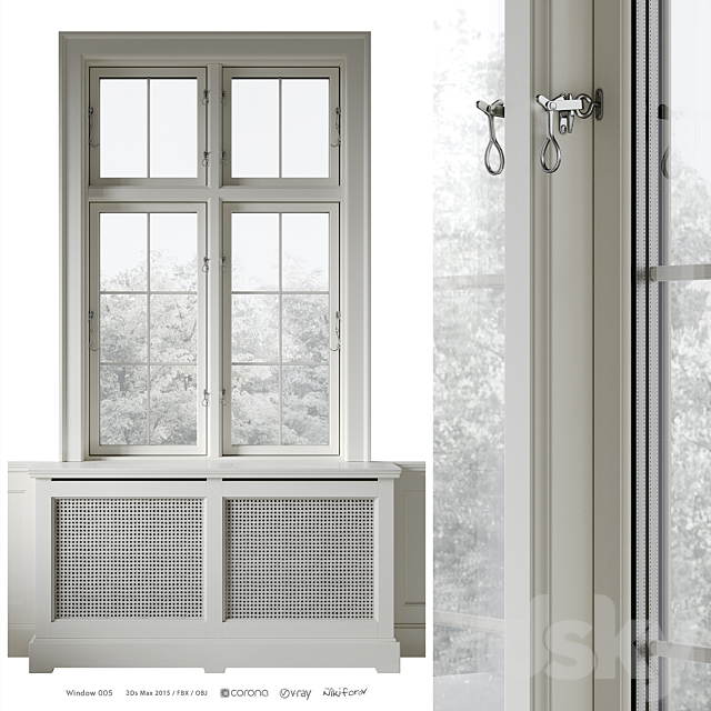 Classic window with radiator screen 005 3ds Max - thumbnail 1