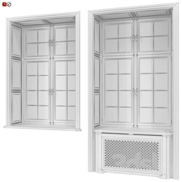 Classic windows with cremones 3DS Max Model - thumbnail 2