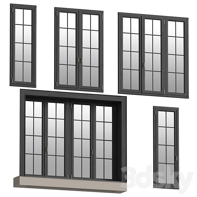 Collection of classic windows. 5 models 3DS Max Model - thumbnail 2