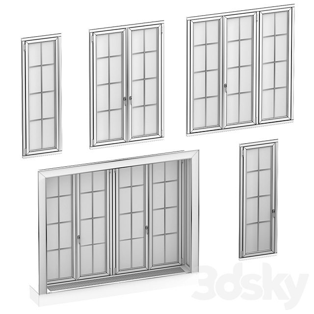 Collection of classic windows. 5 models 3DS Max Model - thumbnail 3