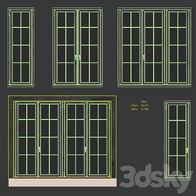 Collection of classic windows. 5 models 3DS Max Model - thumbnail 4