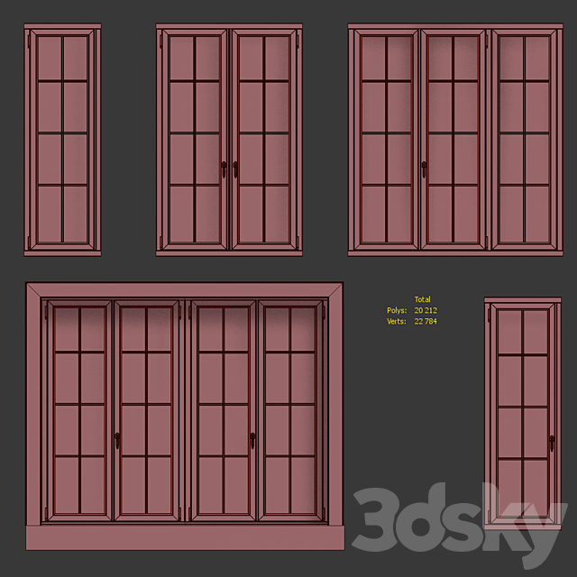 Collection of classic windows. 5 models 3DS Max Model - thumbnail 5