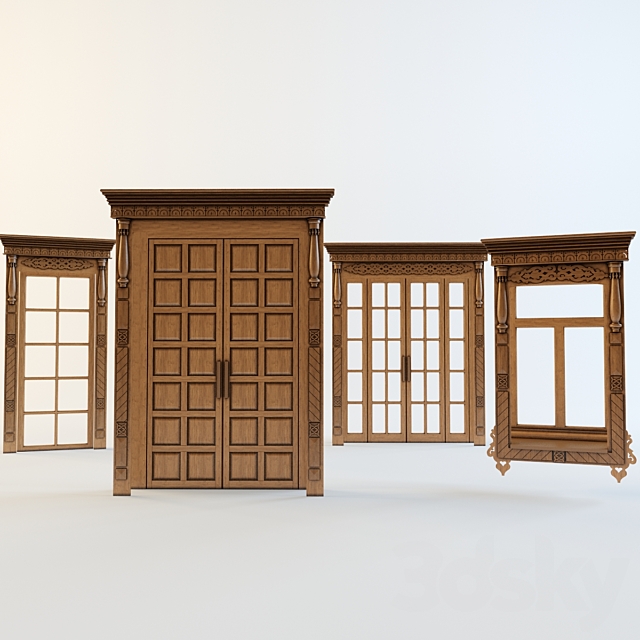 Doors and Windows with carved aprons 3DSMax File - thumbnail 1