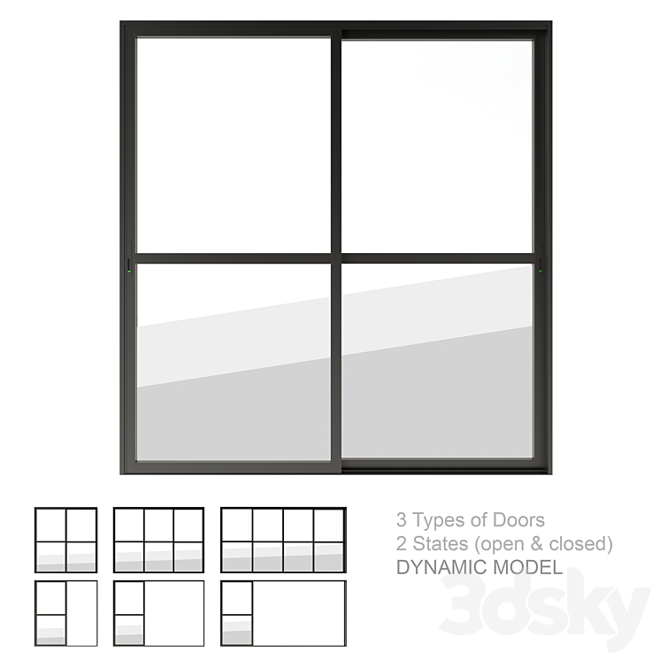 Dynamic Sliding Doors Set 03 3DS Max - thumbnail 1