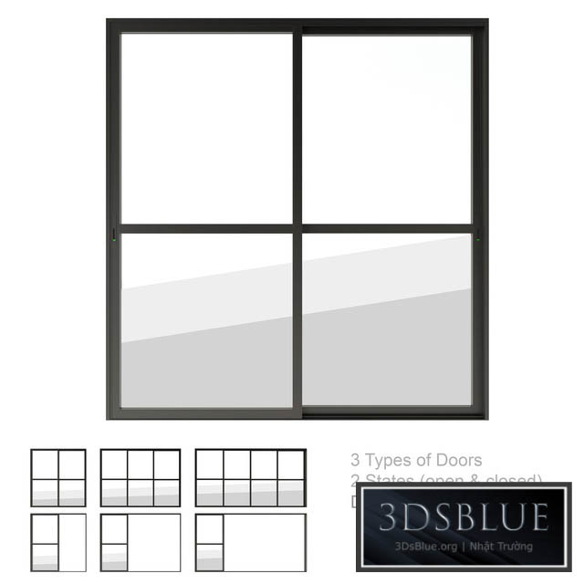 Dynamic Sliding Doors Set 03 3DS Max - thumbnail 3