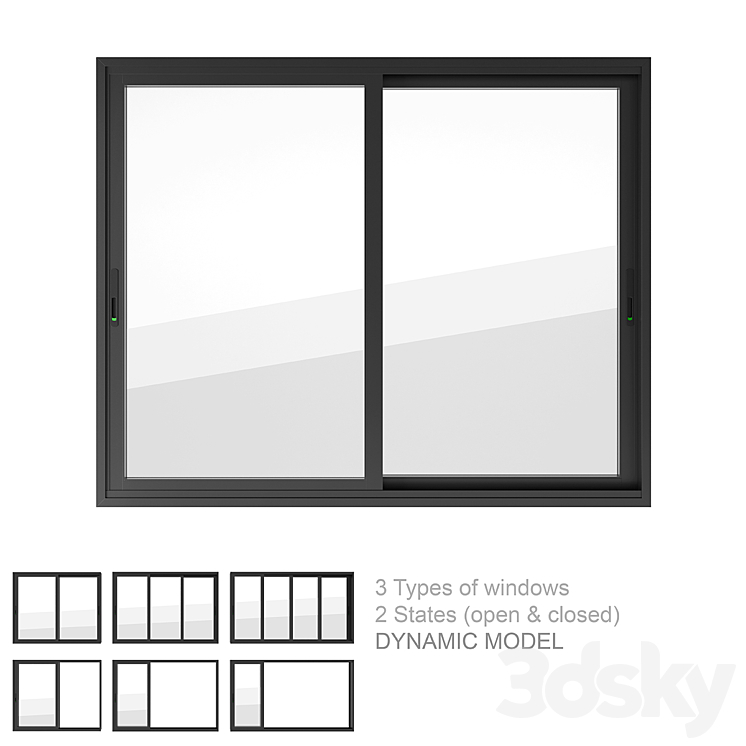 Dynamic Sliding Windows Set 01 3DS Max - thumbnail 1