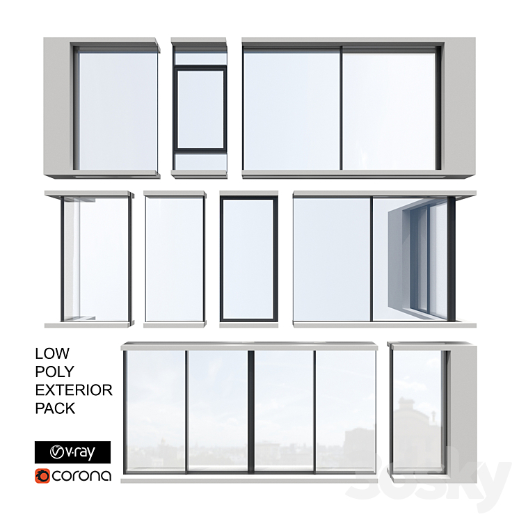 Exterior Sliding System Set 3DS Max - thumbnail 1